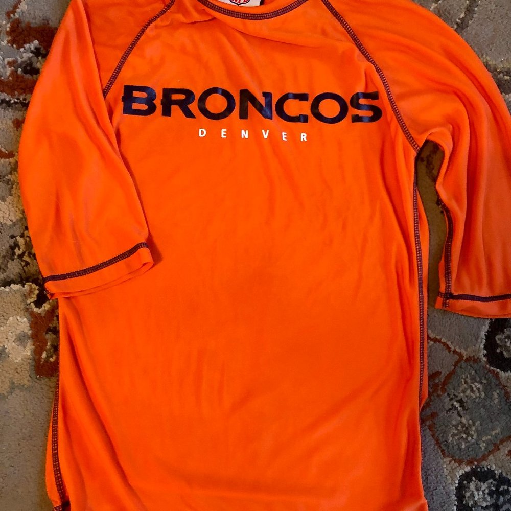 NFL orange and blue Denver Broncos shirt size 10-12, Like New